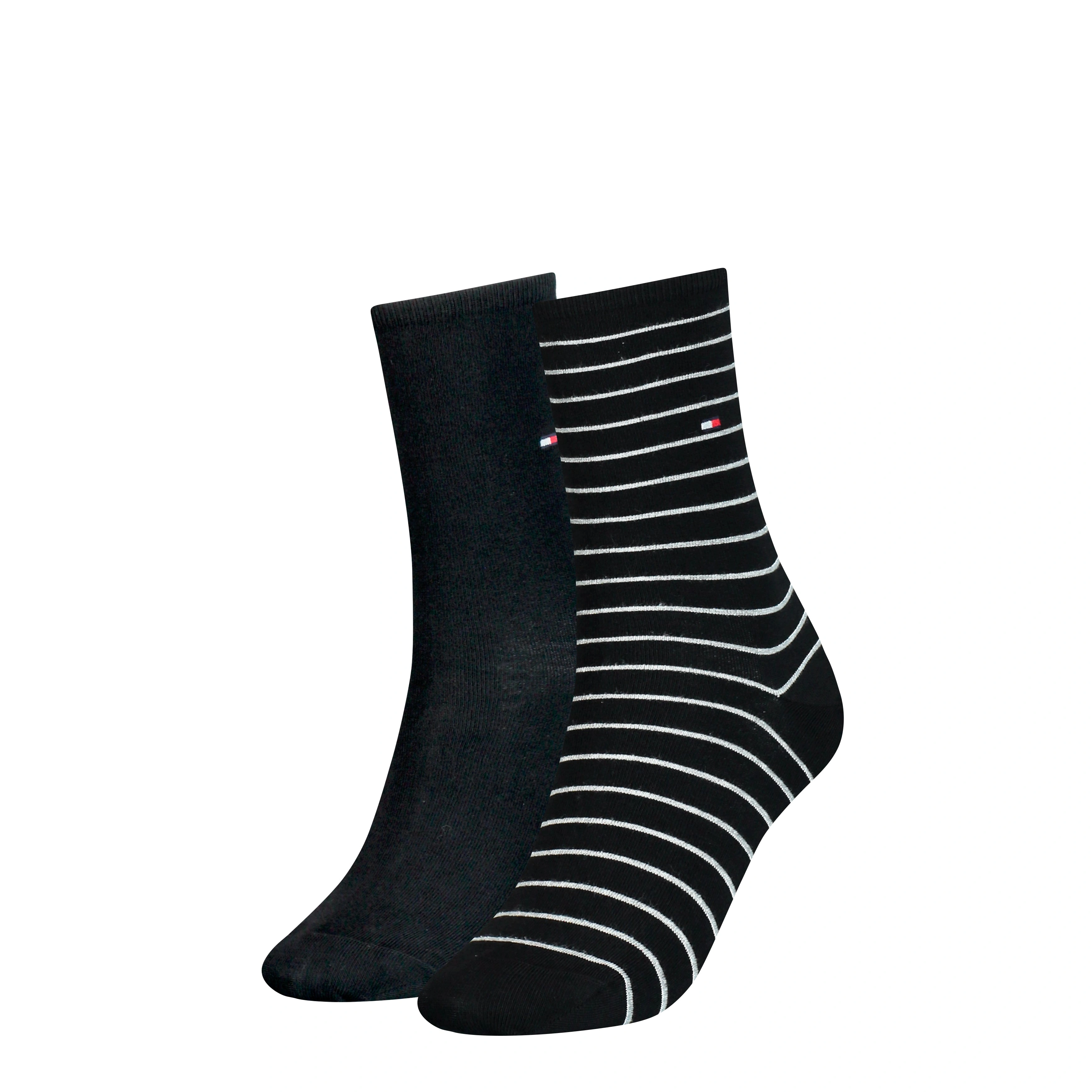 Tommy Hilfiger Women’s Striped Socks: Classic Comfort, 2-Pack Black Set