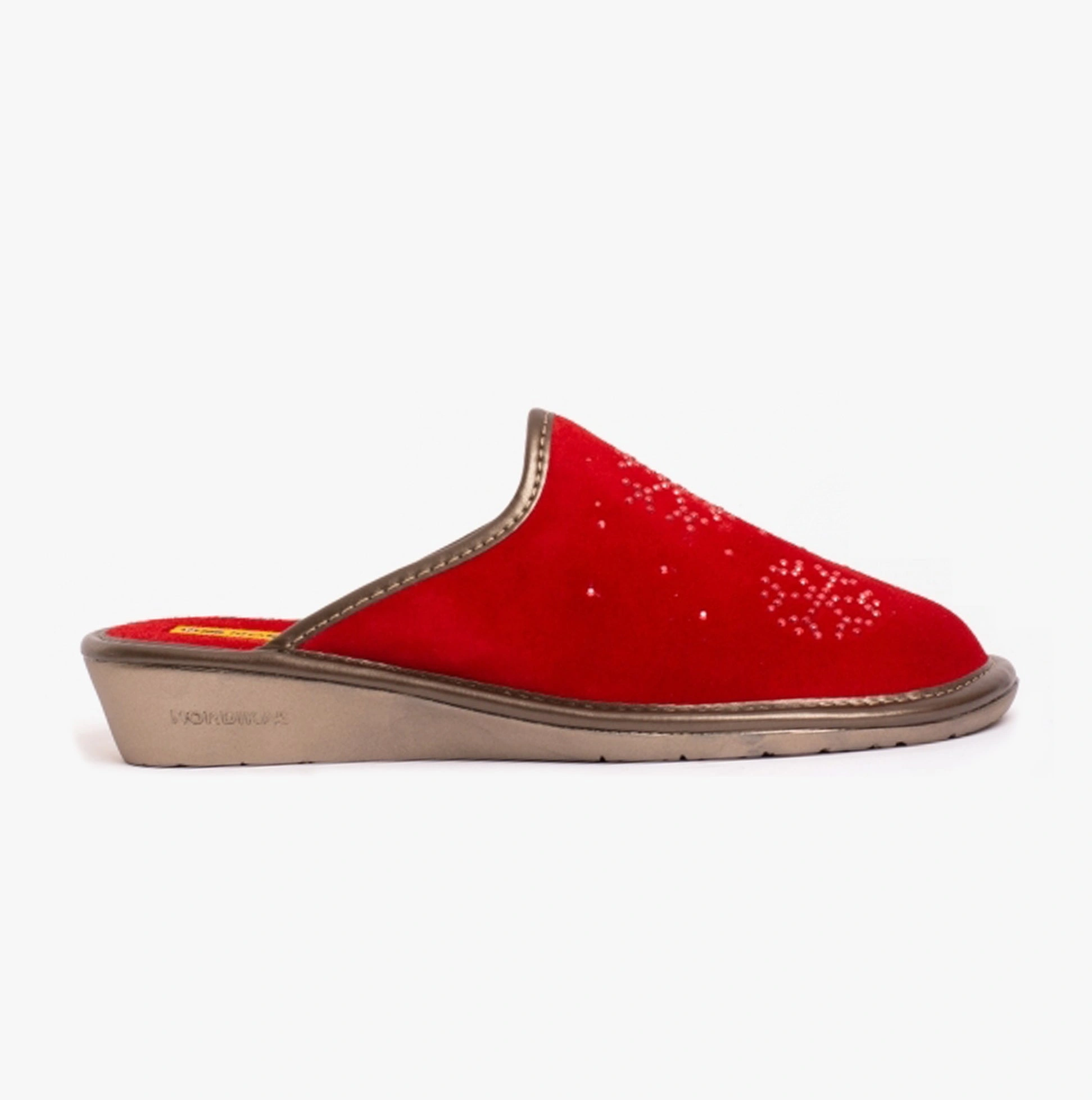 Nordikas 1747 (AFELPADO) Womens Suede Mule Slippers Cherry